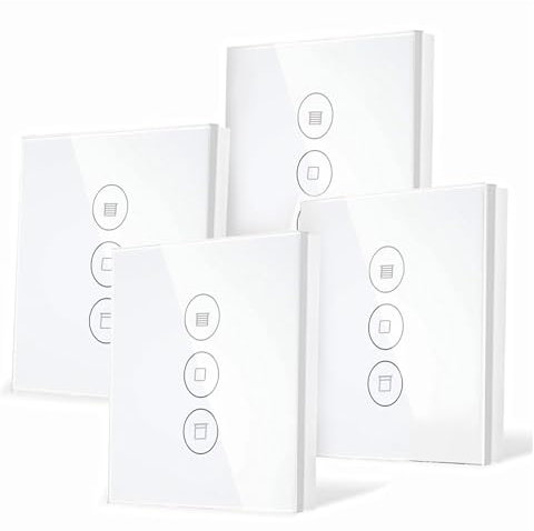 HeuxGirR Wlan Rolladenschalter,Smart Home Rolladensteuerung,Compatible with Alexa/Google Home/Smart Life,Smart Roller Shutter Switch Timer and Voice Control Benötigt Nullleiter,Pack of 4