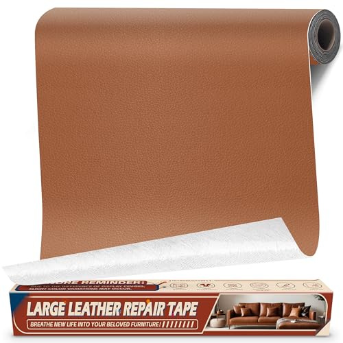 Kunstleder Flicken Selbstklebend, 43 x 200cm Selbstklebendes Kunstleder Leder Reparatur-set für Möbel, Lederflicken Selbstklebend für Autositz, Couch, Stühle, Bootssitz, Sofa Hellbraun