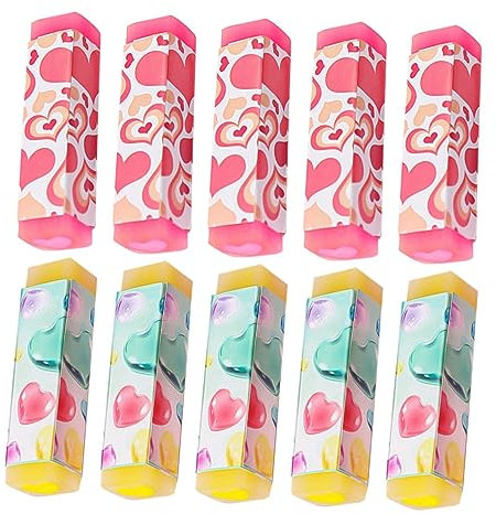 Happyyami 12pcs Adorable Jelly Erasers Cute Heart-Shaped Student Stationery for Back to School Creative Valentine Colors Fun for Boys and Girls and Adults