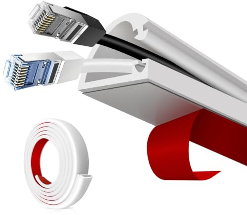 Kabelkanal Selbstklebend Flexibel Halbrund, Kabelabdeckung mit Klickverschluss für Kabel Verstecken und Kabelschutz, Kabelbrücke Kabelschacht Wand Boden für Haushalt Büro TV