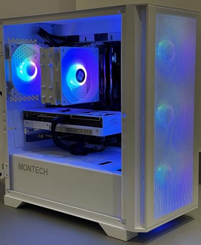 Gamer PC AMD Luna 7 White • Ryzen 7 5700x • RTX 5070 12GB DDR7 • B550 Motherboard • 32GB 3200MHz • 1TB NVME SSD • Montech 100 Air White Mesh RGB Gaming PC • 1200 Mbps WiFi • Windows 11