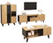 Ensemble meuble salon 3 pièces – table basse, meuble TV et buffet au design moderne scandinave – bois avec accents noirs – surface imperméable facile à nettoyer – grand espace de rangement (Noir+Bois)