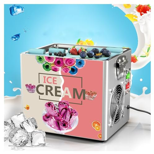LADECNERHT Machine à Glace Roulée avec 2 Grattoirs, Ice Roll Plaqueen, Rouleau De Crème Glacée Douce en Seulement 3 Minutes, Fonctionnement à Une Touche, pour Ménage, Café Et Desserts