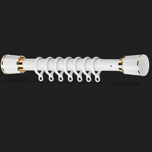 Tringle à Rideau de Douche Extensible 40-500cm, Sans Perçage Tringle Rideau Ø33mm Barre à Rideaux pour Salles de Bains, Chambres, Armoires(White,4.1m-5.0m)