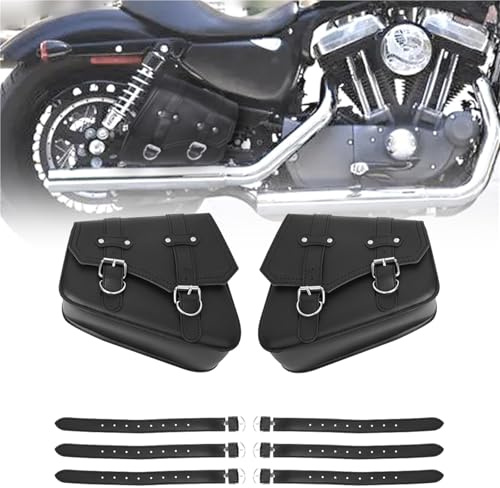 Motorrad Universal Schwarz PU Satteltaschen Seite Tasche Gepäck Für Indian Scout Sixty Bobber