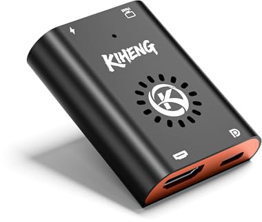 Adaptador USB-C a HDMI y USB-C con doble salida, carga simultánea para gafas AR Xreal/Viture/RayNeo o monitores HDMI/USB-C, compatible con Steam Deck, ROG Ally, Switch, 4K 144Hz | Ventilador integrado