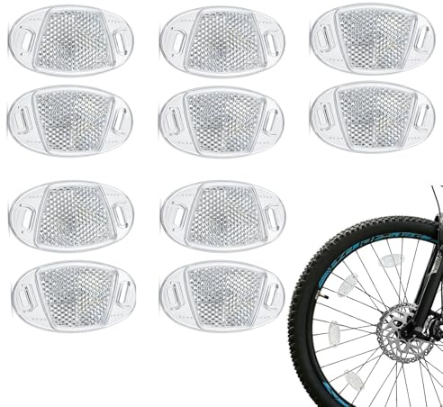 Nivofu 10 st cykelreflektor, cykelreflektor i plast, cykelreflektor, clip-on cykelradie-reflektorer, säkerhetstillbehör för cykelhjul, cykelreflektor, vit