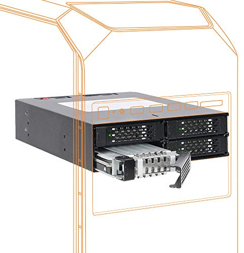 ICY DOCK Robustes 4 x 2,5 SAS/SATA HDD/SSD Mobiles Rack-Gehäuse für 5,25-Zoll-Schacht | ToughArmor MB994SP-4S