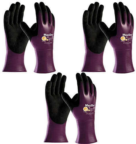 3 Pack MaxiDry ATG Ultra Lightweight Nitrile Grip Oil-Resistant Glove 56-426, Sizes S-XL (Small)