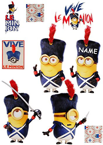 alles-meine.de GmbH 9 TLG. Set große Fensterbilder - Minnion - Ich einfach unverbesserlich/Vive le Minnion/Gardeuniform Frankreich - incl. Name - Sticker Fensterstick..