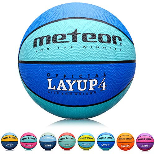 Meteor® Basketball Layup Jugend ideal auf die Kinder-hände 5-10 Jahre Mini Basketball für Ausbildung weicher Outdoor mit griffiger Oberfläche (Größe #4, Blau)