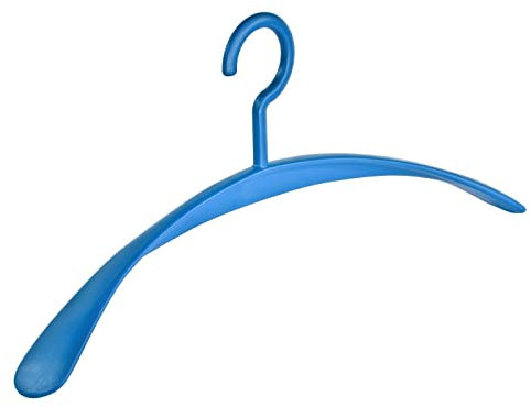 6 Stück Kleiderbügel Garderobenbügel Wing blau - 45 cm breit - breite Schulterauflagen - Kuststoffkleiderbügel - körpergeformt