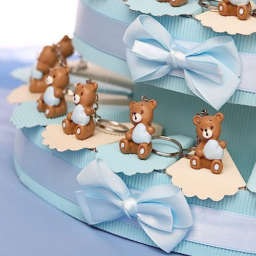 Viale Magico Bomboniere Nascita Torte con Orsetti Cuore Bimbo Portachiave MilleCuori TR1005P (Torta da 20 fettine)