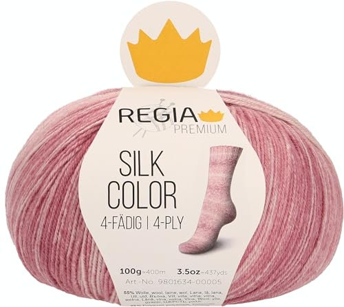 REGIA Premium Silk Color 9801634-00031 rosé color Handstrickgarn, Sockengarn, 100g Knäuel