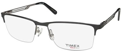 Timex 2:14 Uhr Edelstahl langlebige Materialien halbrand USA Designer Brillenrahmen/Brille/Brillen, Schwarz, 55-17-140