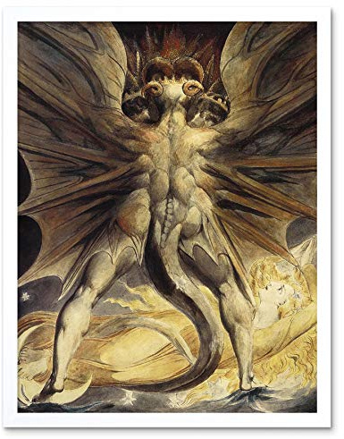 Wee Blue Coo William Blake Red Dragon Woman Clothed Sun 1805 Old Painting Art Print Framed Poster Wall Decor Kunstdruck Poster Wand-Dekor-12X16 Zoll