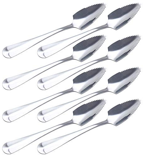 Hazoulen Lot de 8 cuillères à pamplemousse en acier inoxydable 15,2 x 12,7 cm