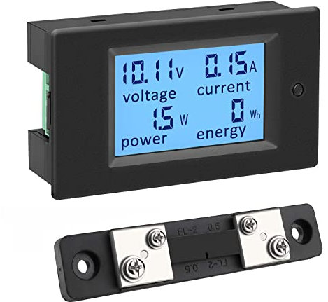 KETOTEK Misuratore di Tensione Corrente Potenza Energia 4 in 1 Digitale, Voltometro Amperometro DC 12V 6.5-100V 100A Volt Amp Watt Metro LCD con Shunt 50A/75mV