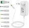 EFISH Blanca Fuente de Alimentación DC 12V 3A,AC 100-240V a DC 12V Portátil para Tira de LED,Pecera,Radio Reloj,Escáner,Enrutador,Altavoz,Timbre de la Puerta,Masajeador+7 Enchufes Diferentes