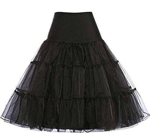 HUOCAI Women's Classic Petticoat Skirt Tutu 1950s Rockabilly Underskirt Black
