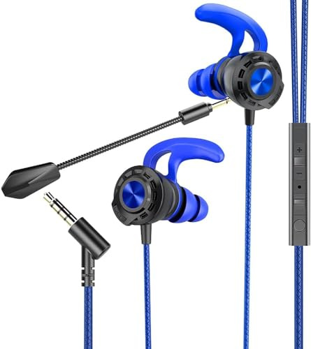 BENGOO G16 - Auricolari da gioco cablati con doppio microfono, con cancellazione del rumore, cuffie in-ear per computer, iPhone PlayStation 4 e 5, Super Nintendo, Sony PSP