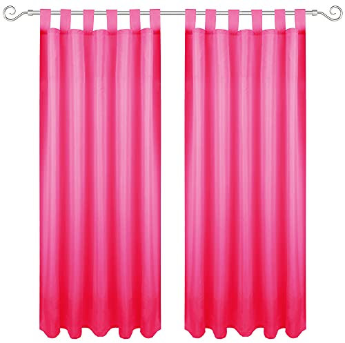 Bestgoodies Gardine mit Schlaufen 140x145 cm (Breite x Länge) in Pink, blickdichter Vorhang, Schlaufenvorhang in vielen Variationen