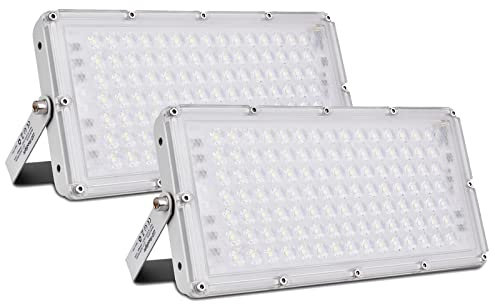 Bellanny LED Strahler 100W 10000LM Superhell LED Scheinwerfer, 6500K Kaltweiß LED Fluter Flutlicht - IP65 Wasserdicht LED Strahler Außen Außenstrahler für Garten Garage Terrasse Sportplatz, 2 Pack