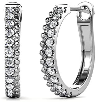 MYC Paris – Ohrringe Aleah – Messing von hoher Qualität + vergoldet mit 18 Karat Rotgold oder Rhodium – Zirkonia – Geschenk zum Geburtstag, Muttertag, Weihnachten – Farbe Kristall, Kristall, Kristall