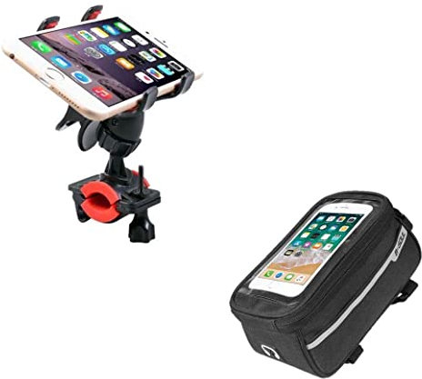 Pack Velo pour ZTE Axon 30 Smartphone (Support Velo Guidon + Pochette Tactile) VTT Cyclisme (Noir)