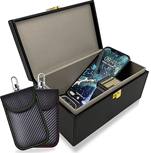 Todoxi Faraday Box & 2 Pack Faraday Pouch for Car Keys, Faraday Bag for Key Fob Protector, Anti-Theft Car Key Signal Blocker Box for Keyless Entry
