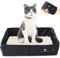 Arena para Gatos Plegable, Arena de Viaje para Gatos Portátil, Inodoro para Gatitos Impermeable y Fácil de Limpiar para Viajes de Camping al Aire Libre en Interiores, Tamaño Grande, 45 * 35 cm (Negro)