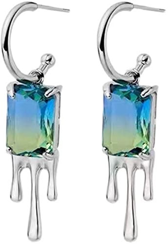 GANDE Silber Farbe Quadrat Bunte Zirkon Lava Tropfenform Ohrstecker 1St