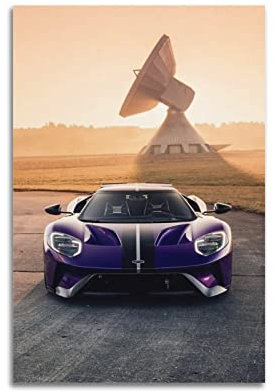 JUNNA Rennauto-Poster für Ford GT Deep Purple Sportauto, dekoratives Gemälde, Leinwand, Wand- und Kunstbild, Familienschlafzimmer, 30 x 45 cm