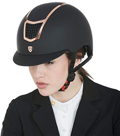 Equestro - EQUESTRO Ultra-Light Helm, Farbe schwarz-gold, Größe M (56-58 cm)