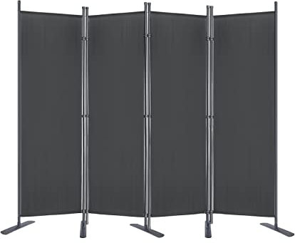 ACXIN 225 x 180cm Flexibel verstellbar Raumteiler Sichtschutz, 4 Trennwände Stoff Raumteiler Trennwand Balkon Sichtschutz Stellwand Faltbar, Dunkelgrau