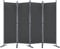 ACXIN 225 x 180cm Flexibel verstellbar Raumteiler Sichtschutz, 4 Trennwände Stoff Raumteiler Trennwand Balkon Sichtschutz Stellwand Faltbar, Dunkelgrau