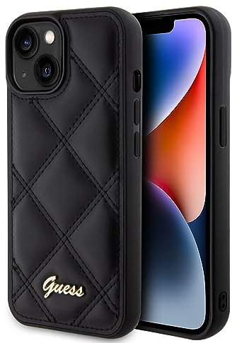 Guess GUHCP15SPSQSQSK Hülle für iPhone 15 6.1 Schwarz hardcase Quilted Metal Logo