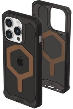 URBAN ARMOR GEAR UAG Case Compatible with iPhone 15 Pro Case 6.1 Plyo Black/Bronze Built-in Magnet Compatible with MagSafe Charging Rugged Anti-Yellowing Transparent Clear Protective Cover