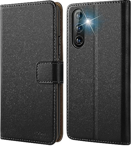HOOMIL MagFlip Handyhülle für Samsung Galaxy A34 5G Hülle, [Erstklassige Handwerk] Premium Leder Tasche Klappbar Case Schutzhülle - Schwarz