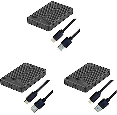 Censous 3 x Mobile Festplattenbox USB 3.1 Gehäuse für 2,5 SATA Festplatte Unterstützung für SSD Festplatte 15 mm für Computer Notebook