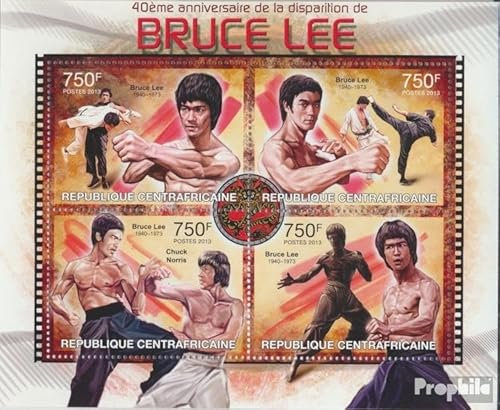 Prophila Collection Zentralafrikanische Republik 4032-4035 Kleinbogen (kompl. Ausgabe) postfrisch ** MNH 2013 Bruce Lee (Briefmarken für Sammler) Kampfsport (Boxen/Fechten/Ringen/Karate …)