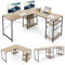 COSTWAY Scrivania Angolare per Computer con Supporto per Monitor, Scrivania Porta PC in Legno, Scrivania Salvaspazio e Moderna per Ufficio e Studio, 242 x 60 x 75 cm (Naturale)