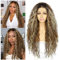 Sapphirewigs Lockige Lace Front Perücke Ombre braun Synthetische Perücken für Frauen 13x3 Tägliche Tragen Party Weihnachten Halloween Hitzebeständige 26 inch