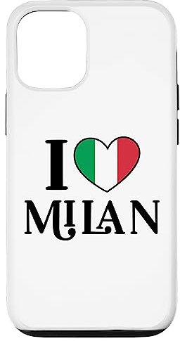 Custodia per iPhone 13 I Love Milan Italia Cuore Bandiera
