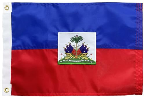 ROTERDON Haiti-Flagge, 30,5 x 45,7 cm, bestickte haitianische Nationalbootflaggen für den Außenbereich, mit Messingösen