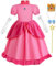 Tyidalin Peach Principessa Costume Bambina Super Vestito Rosa Mario Abito Ragazza con Accessori per Halloween Carnevale
