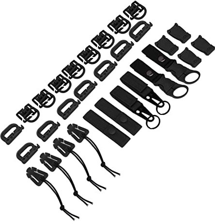 Emoshayoga Rucksackbefestigungen Molle D-Ringe Rucksackbefestigungen 30 Stück, Nylon-Band Rucksack Zubehör für Picknicks Camping Reisen Schwarz