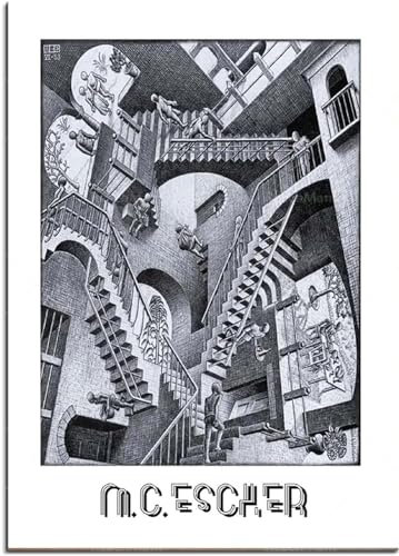 Waeta Rnvzx Berühmte M.C Escher Poster Kunstwerk Ausstellung Wandkunst und Drucke M.C Escher Leinwand Gemälde M.C Escher Bilder für Home Decor 40x60cmx1 Kein Rahmen