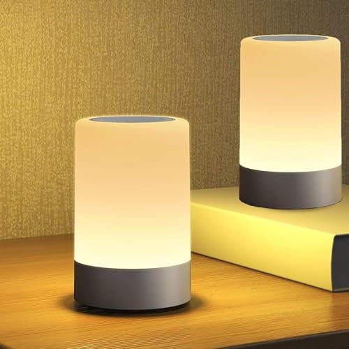 G Keni 2Pack LED Nachttischlampe Kinder Touch Control dimmbar nachtlicht Baby akku stilllicht nachtlampe USB Wiederaufladbar Lampe (Warmes Hell) [Energieklasse A] [Energieklasse G]