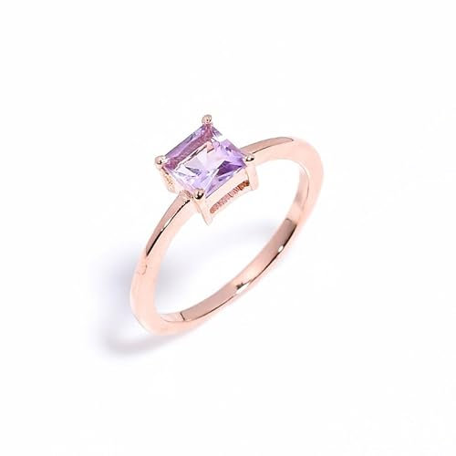 Bague en argent sterling 925 avec pierres précieuses de guérison pour femmes et hommes, bague en améthyste rose, bague avec pierre de naissance naturelle, bague de promesse pour la R-112-24-P